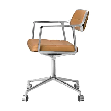 Vipp453 Swivel kontorsstol med hjul - Leather camel-pol. aluminium - Vipp