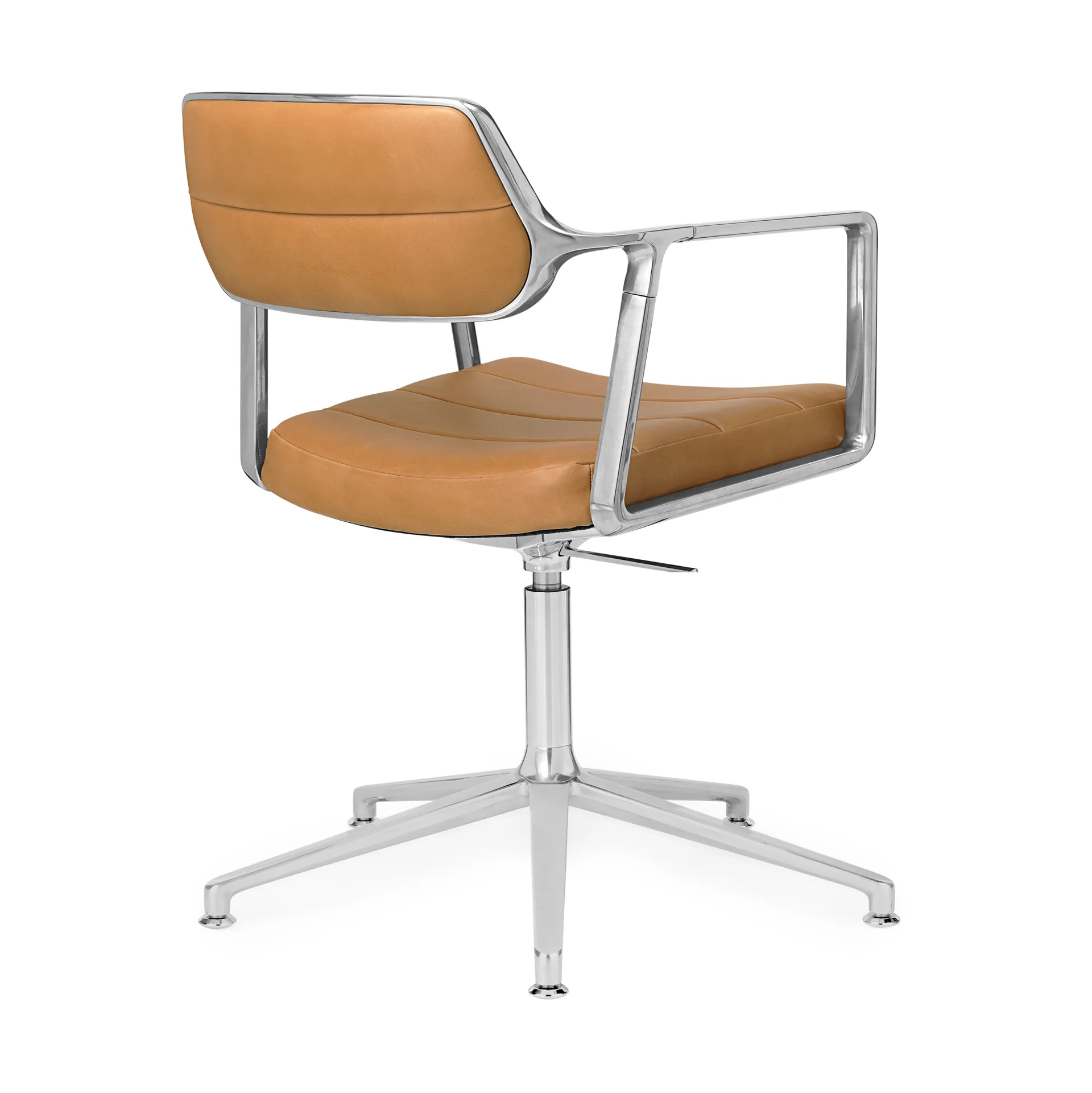 Vipp453+ Swivel kontorsstol, Pol. aluminium-camel leather Vipp
