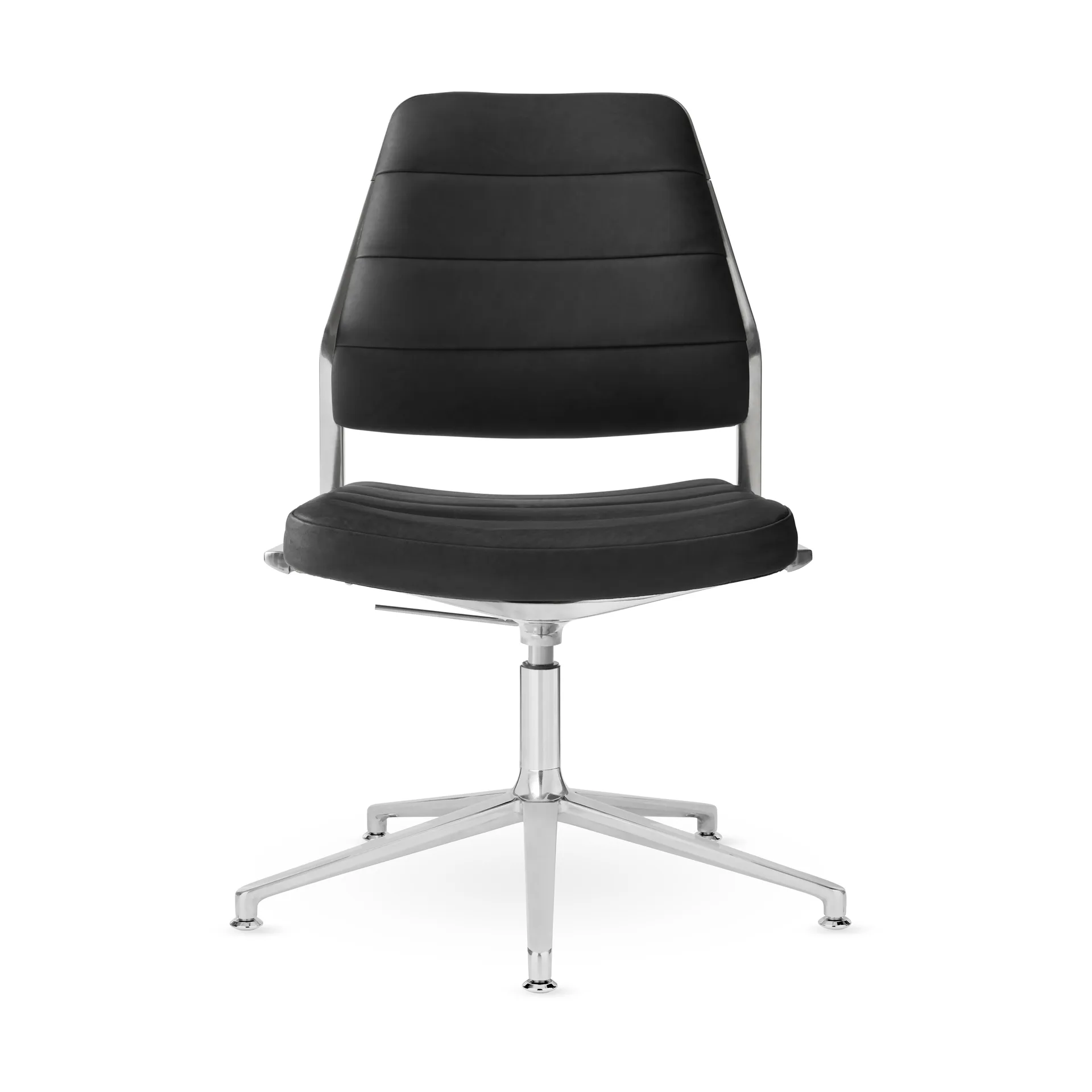 Vipp454+ Swivel chair kontorsstol, Black leather-polished aluminium Vipp