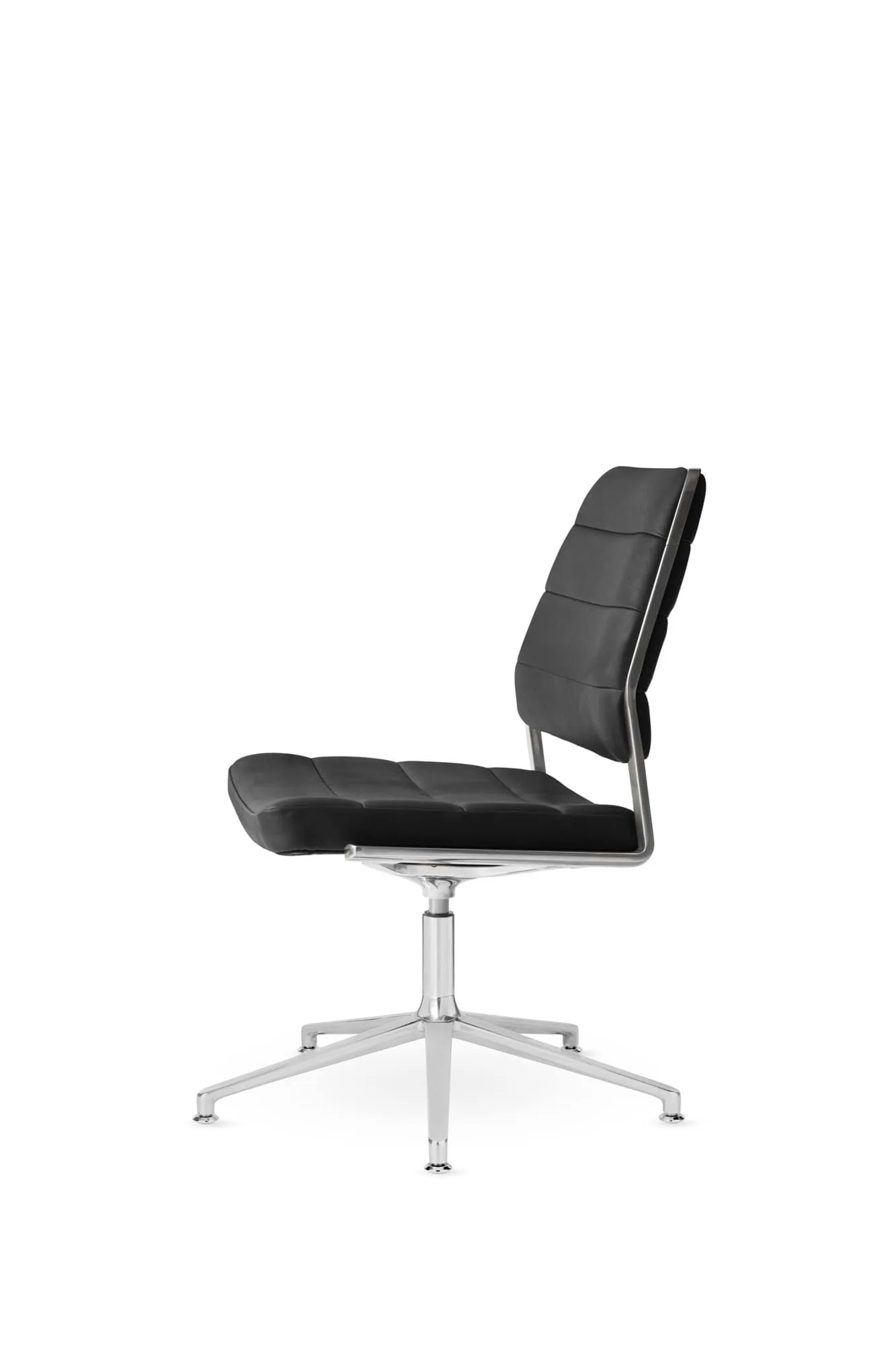 Vipp454+ Swivel chair kontorsstol, Black leather-polished aluminium Vipp