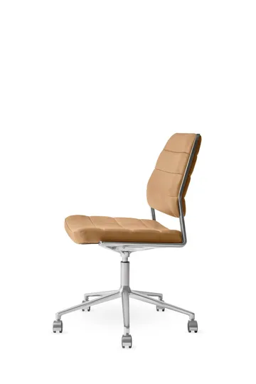 Vipp454+ Swivel chair kontorsstol med hjul - Camel leather-polished aluminium - Vipp