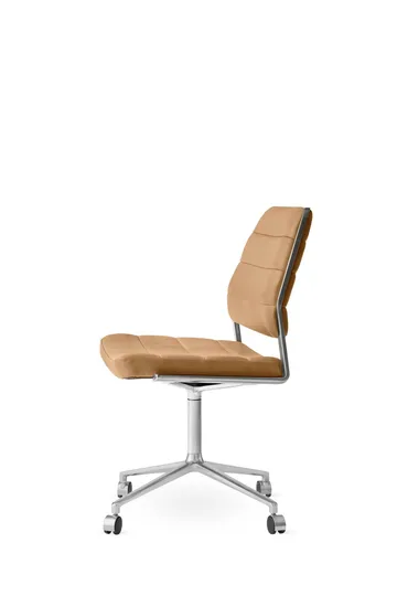 Vipp454 Swivel chair kontorsstol med hjul - Camel leather-polished aluminium - Vipp