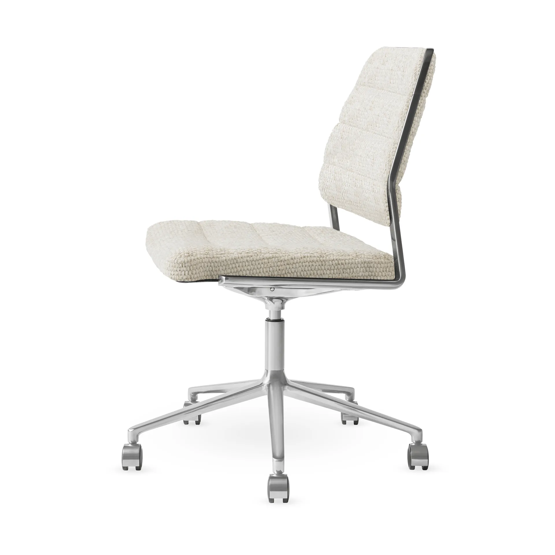 Vipp454+ Swivel chair kontorsstol med hjul, Wavy-polished aluminium Vipp