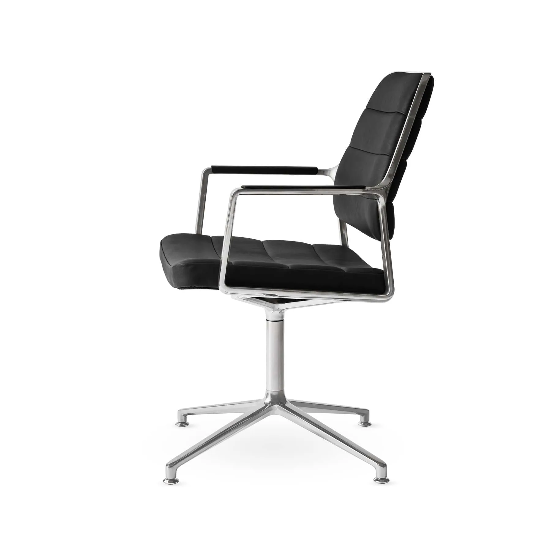 Vipp455 Swivel chair kontorsstol, Black leather-polished aluminium Vipp