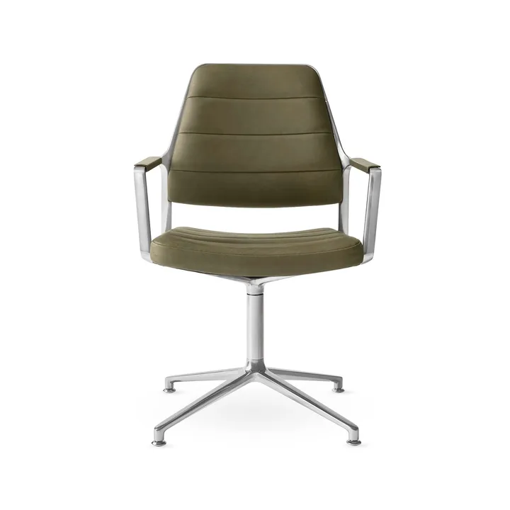 Vipp455 Swivel chair kontorsstol - Bosco leather green-polished aluminium - Vipp