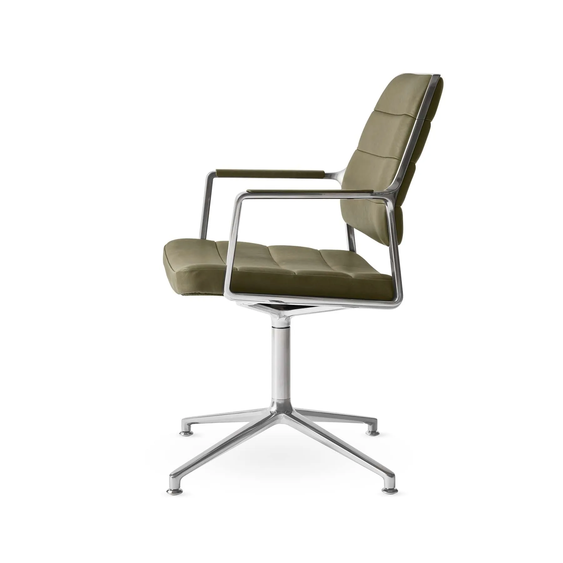 Vipp455 Swivel chair kontorsstol, Bosco leather green-polished aluminium Vipp