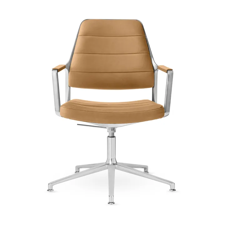 Vipp455+ Swivel chair kontorsstol - Camel leather-polished aluminium - Vipp