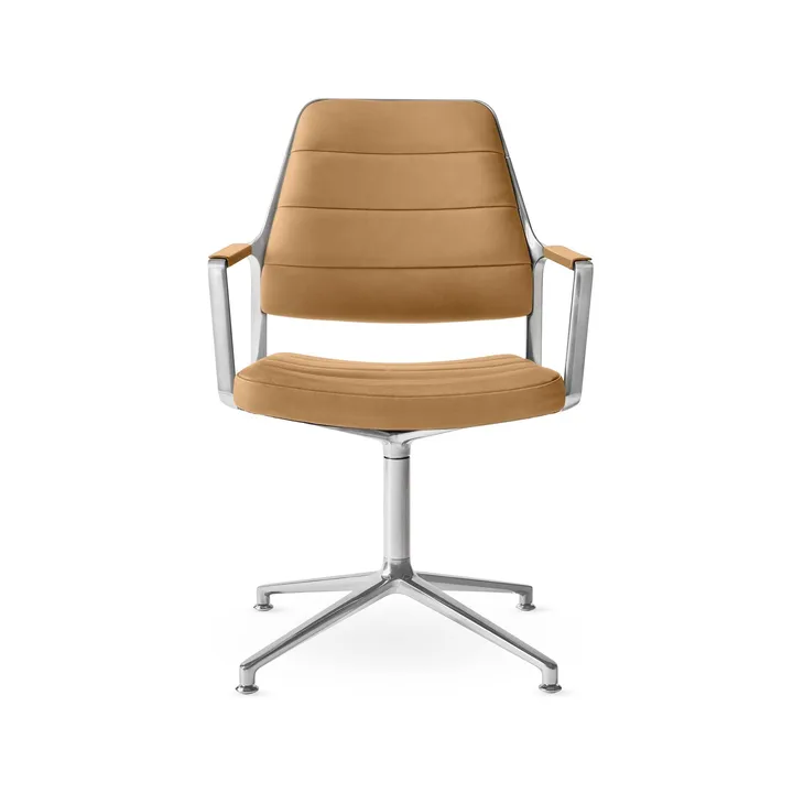 Vipp455 Swivel chair kontorsstol - Camel leather-polished aluminium - Vipp
