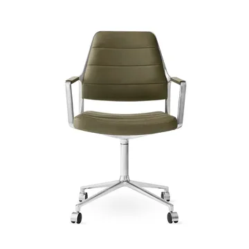 Vipp455 Swivel chair kontorsstol med hjul - Bosco leather green-polished aluminium - Vipp