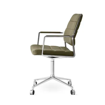 Vipp455 Swivel chair kontorsstol med hjul - Bosco leather green-polished aluminium - Vipp