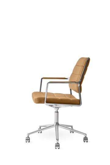 Vipp455+ Swivel chair kontorsstol med hjul - Camel leather-polished aluminium - Vipp