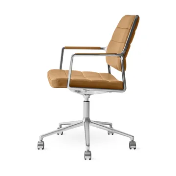 Vipp455+ Swivel chair kontorsstol med hjul - Camel leather-polished aluminium - Vipp