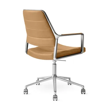 Vipp455+ Swivel chair kontorsstol med hjul - Camel leather-polished aluminium - Vipp