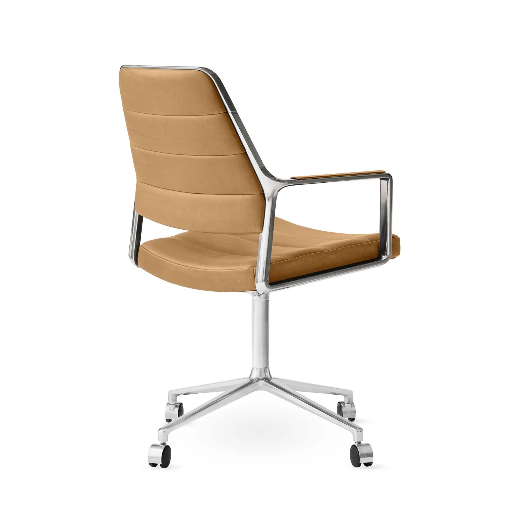 Vipp455 Swivel chair kontorsstol med hjul, Camel leather-polished aluminium Vipp