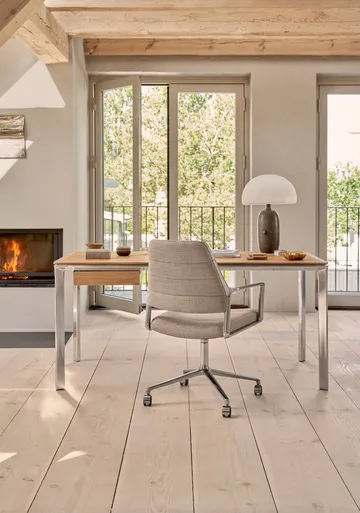 Vipp455 Swivel chair kontorsstol med hjul - Camel leather-polished aluminium - Vipp