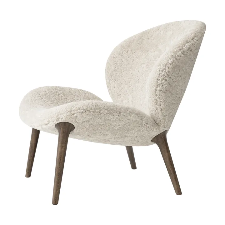 Vipp469 Lodge loungefåtölj low back - Curly 09 off white-dark oak - Vipp