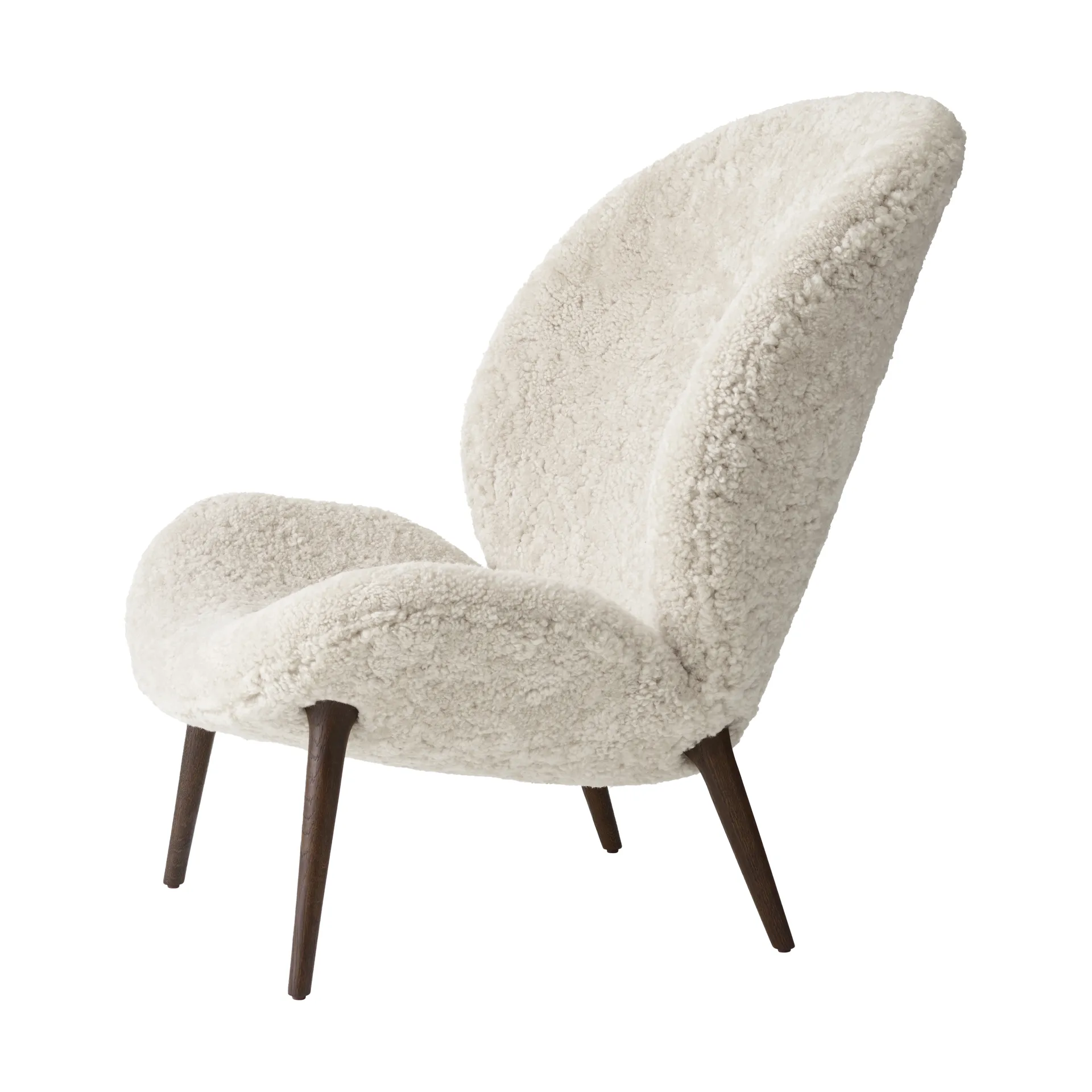 Vipp469 Lodge loungefåtölj low back, Curly 09 off white-dark oak Vipp