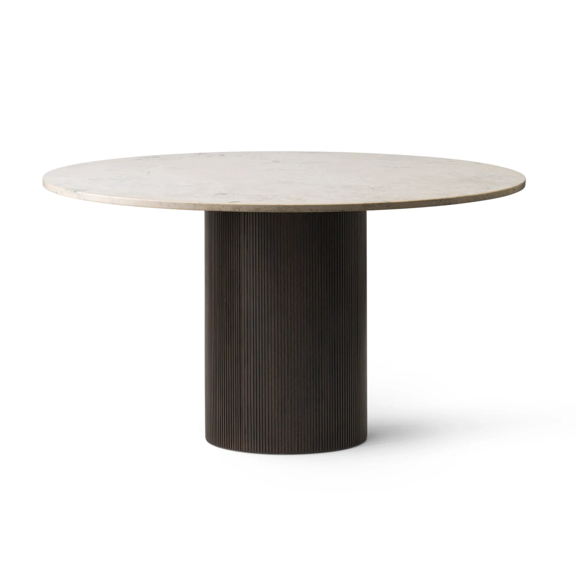 Vipp494 Cabin matbord Ø130 cm, Light Jura marble-dark oak Vipp