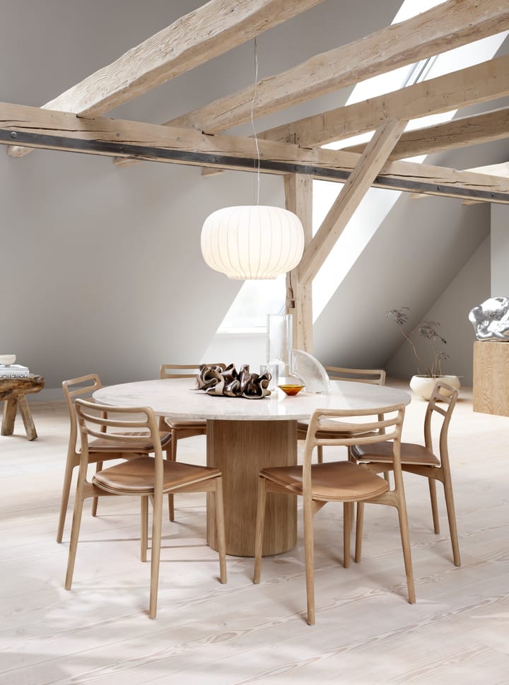 Vipp494 Cabin matbord Ø130 cm, Light Jura marble-light oak Vipp