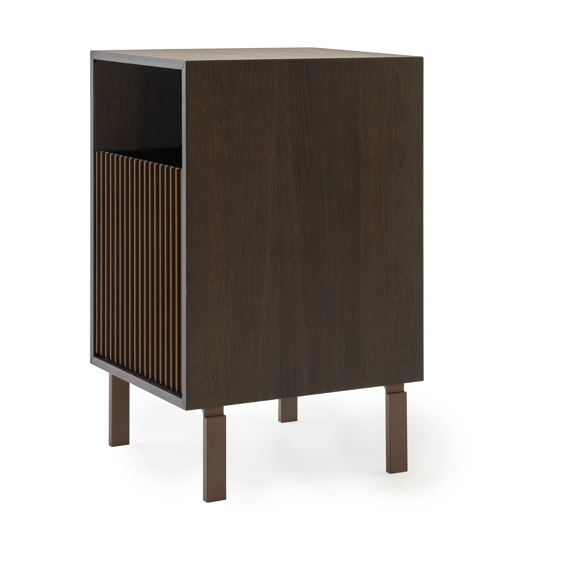 Vipp672 sängbord, Mörk ek-mörk aluminium, 31,5x60x38 cm Vipp