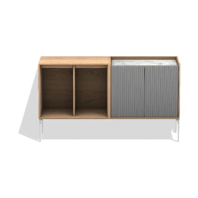 Vipp675 Cabinet - Ljus ek-aluminium-marmor 120x68x38 cm Vipp