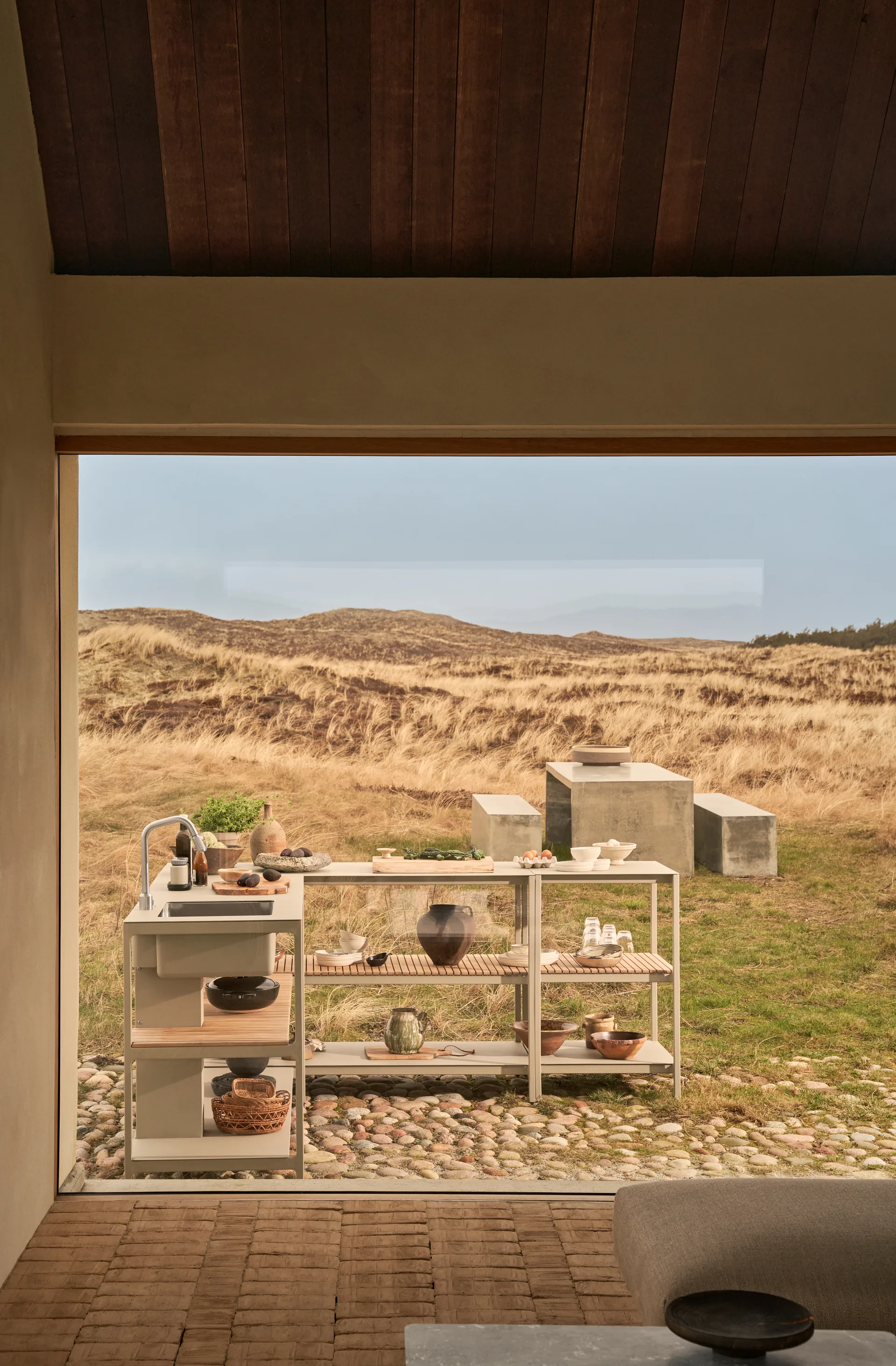 Vipp741 Open-Air köksmodul large, Warm grey, 154x59x93 cm Vipp