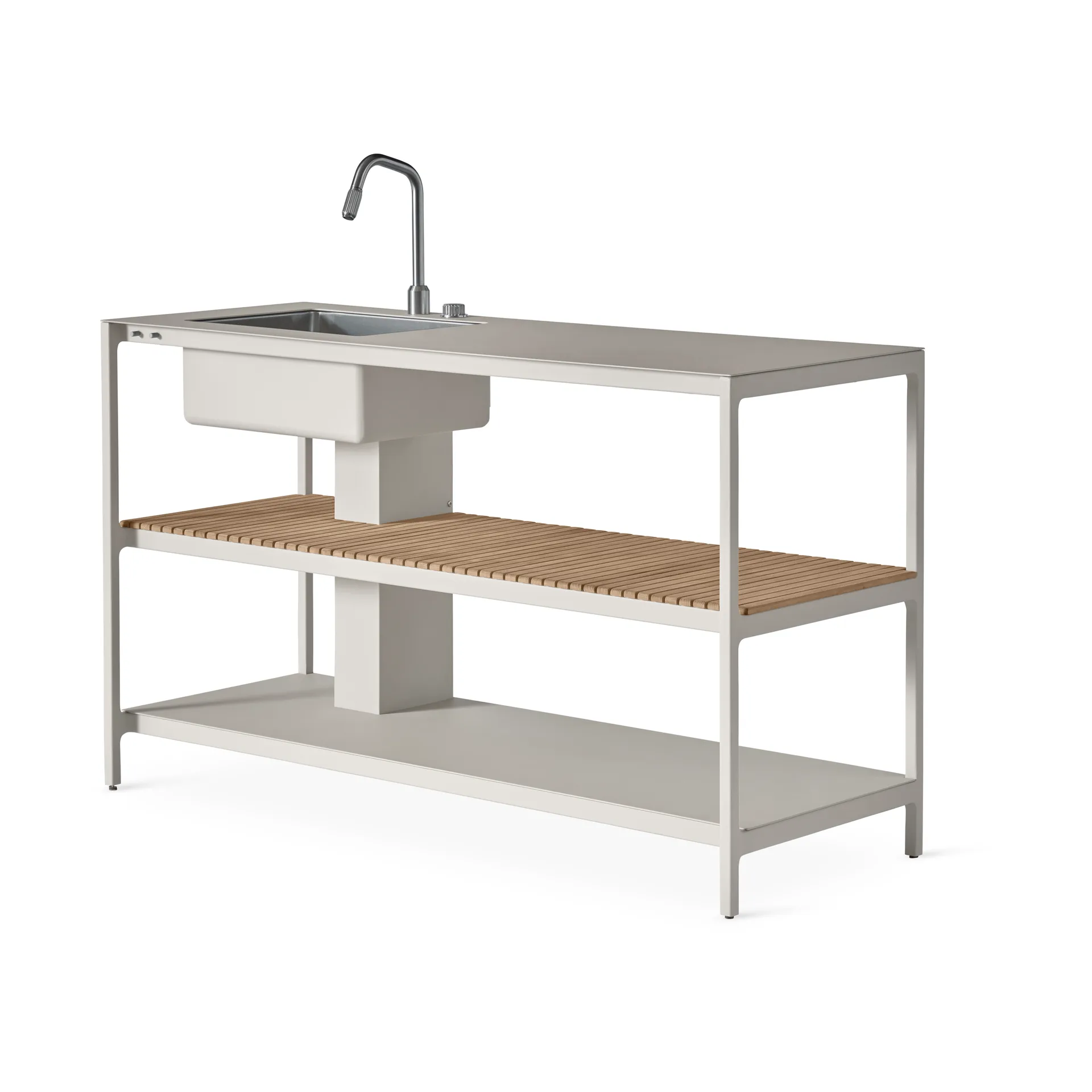 Vipp742 Open-Air köksmodul med diskho, Warm grey, 154x59x93 cm Vipp