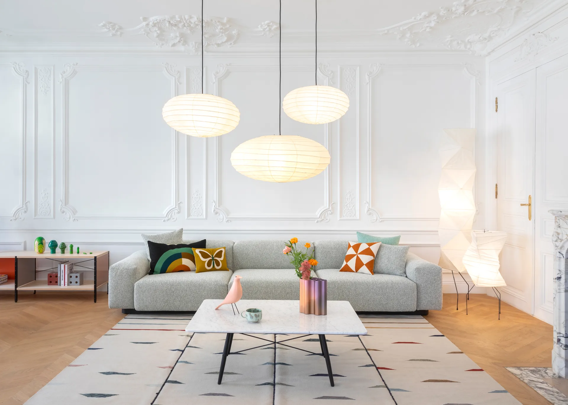 Akari UF4-33N golvlampa 190 cm, Vit Vitra