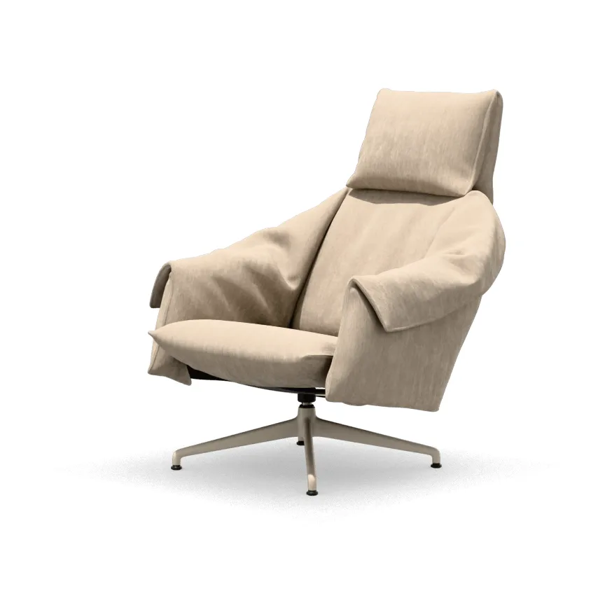 Bascule Highback fåtölj, Iroko cream-aluminium/chalk 4-star base, hög rygg Vitra