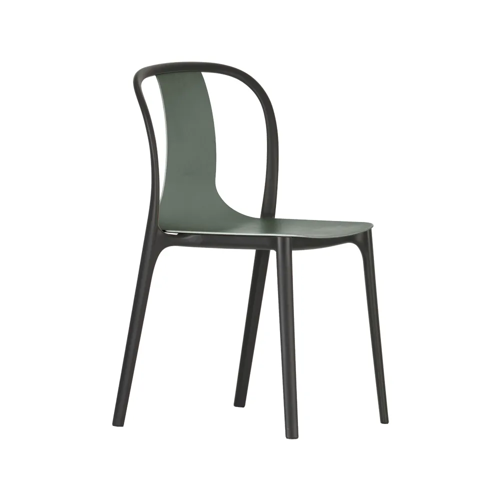 Belleville plastic stol, Moss grey-Black Vitra