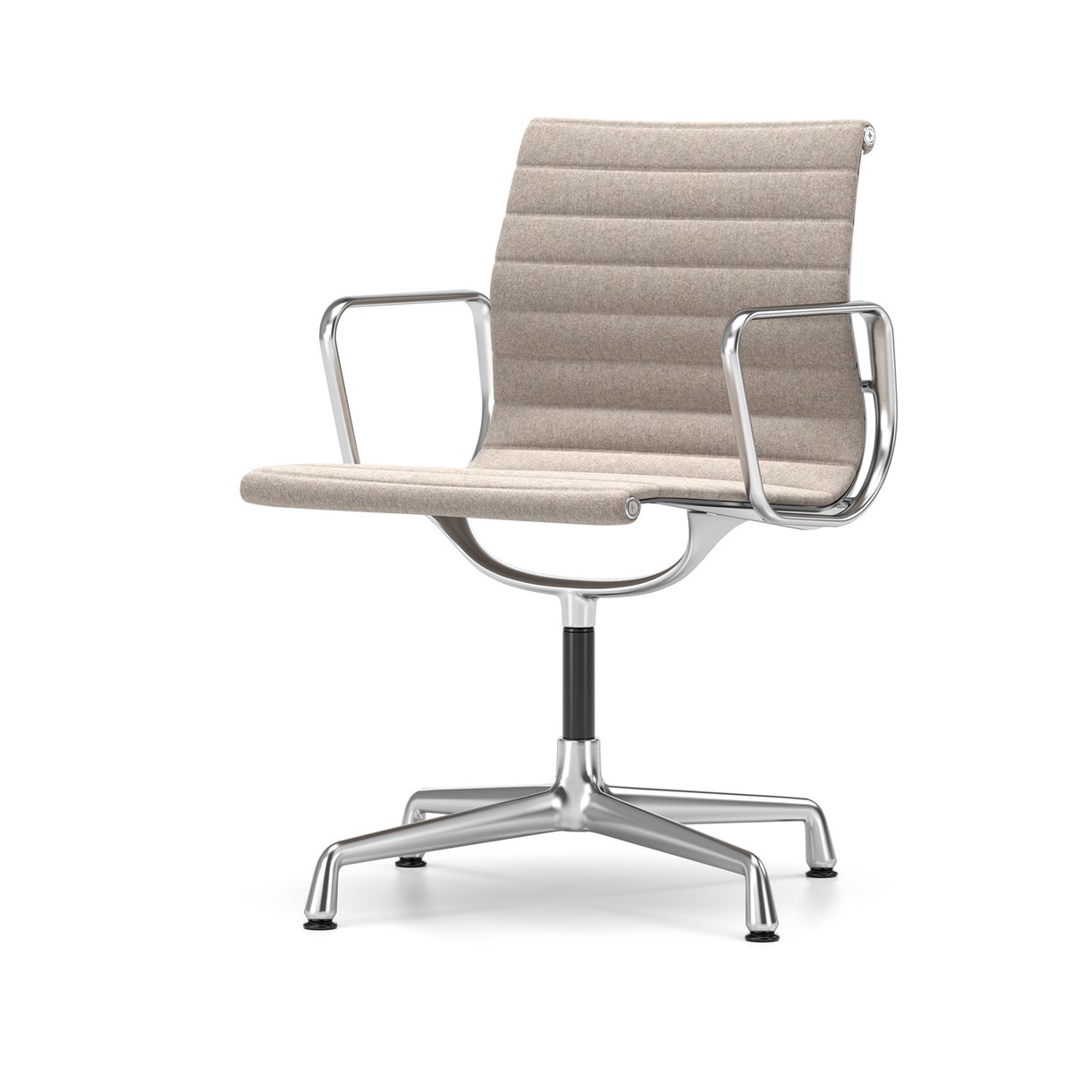 Vitra EA 104 stol med armstöd polerat kromat snurrstativ Fossil (filttassar)
