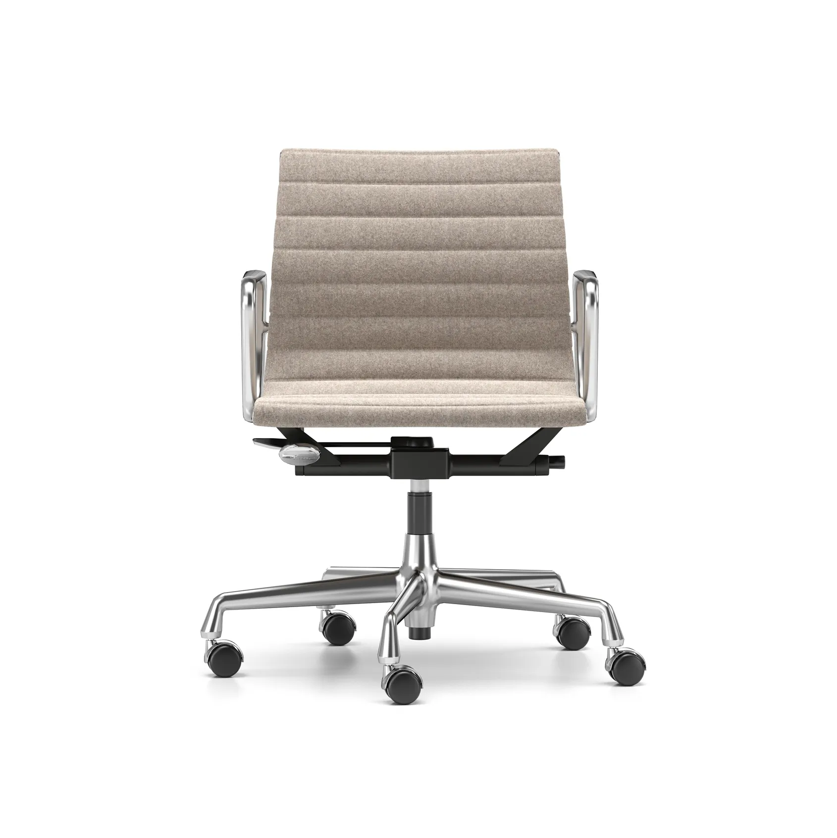 EA 117 stol höj- och sänkbar polerat krom, Fossil mjuka hjul broms Vitra