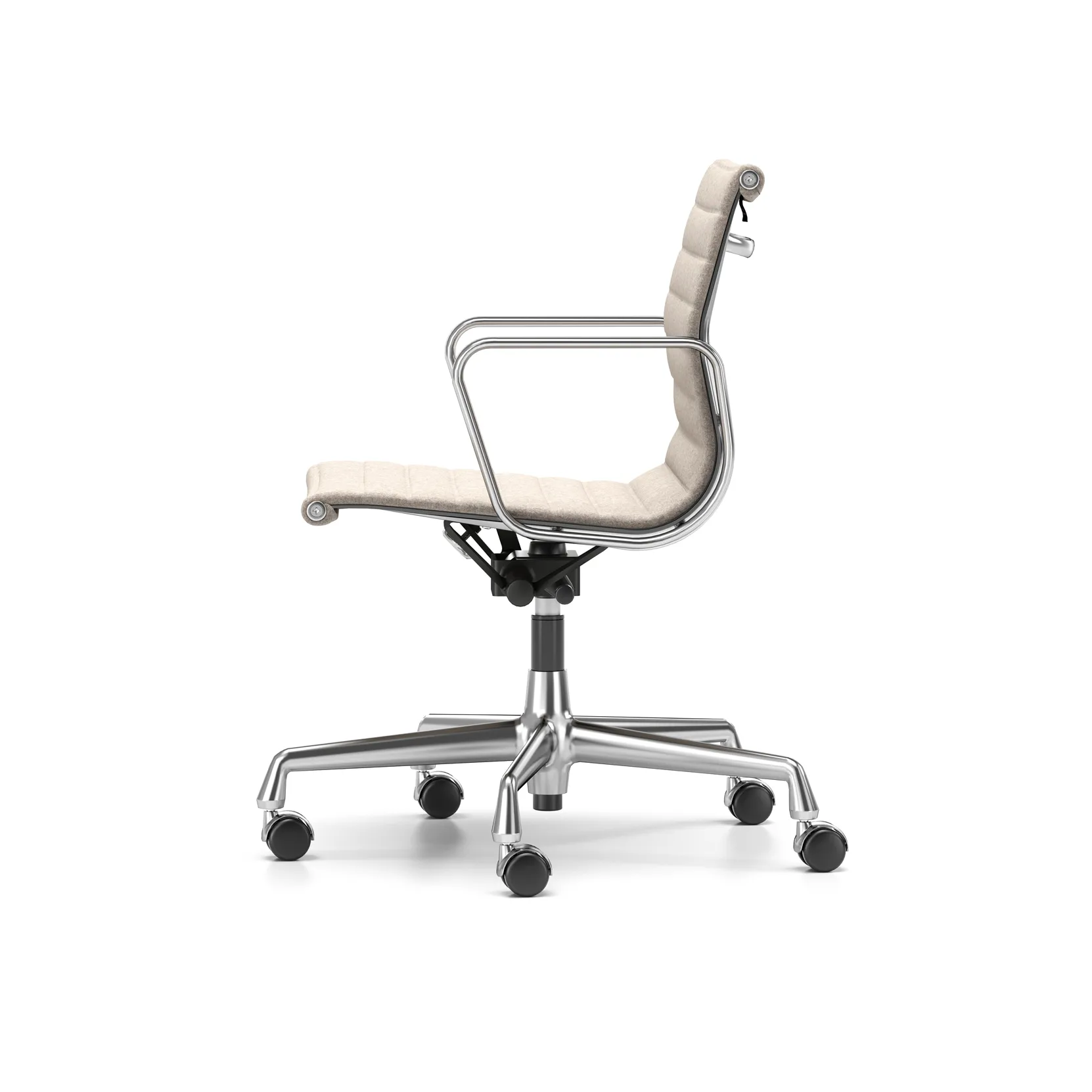 EA 117 stol höj- och sänkbar polerat krom, Fossil mjuka hjul broms Vitra