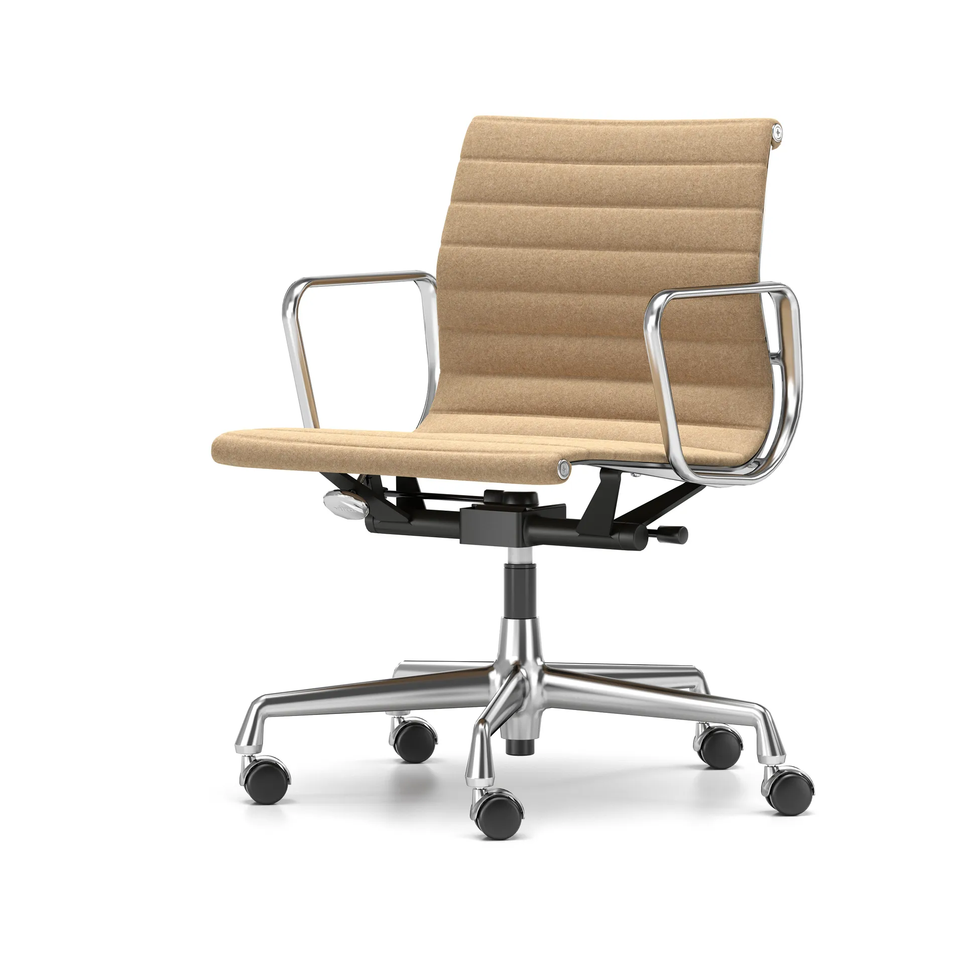 EA 118 stol höj- och sänkbar polerat krom, Cosy Papyrus mjuka hjul broms Vitra