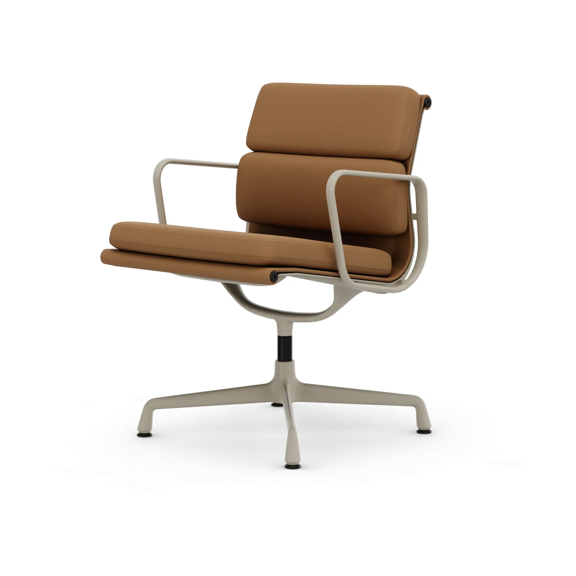 EA 208 Soft Pad Chair swivel chair kontorsstol, 62 Ochre leather premium F-37 chalk powder coated Vitra