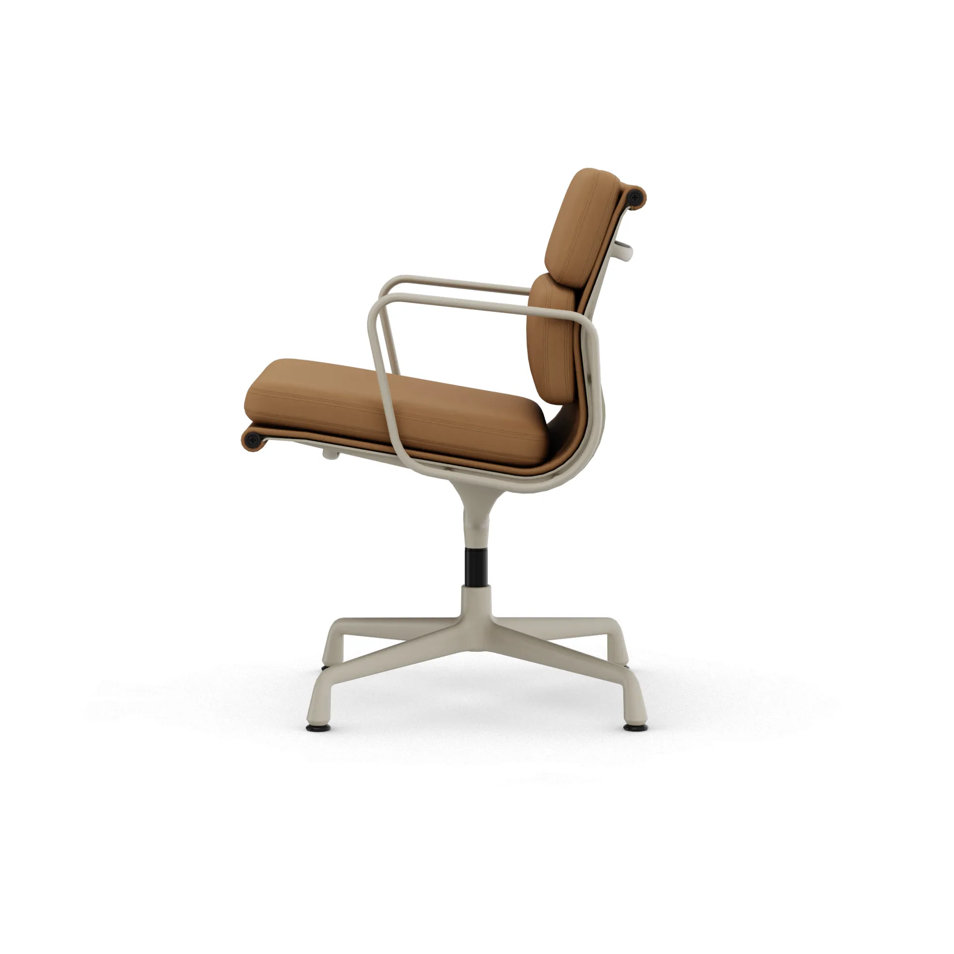EA 208 Soft Pad Chair swivel chair kontorsstol, 62 Ochre leather premium F-37 chalk powder coated Vitra