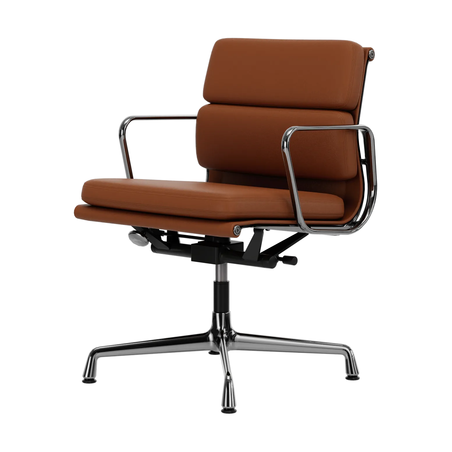 EA 231 Soft Pad Chair kontorsstol felt glides, 97 cognac leather L20-polished Vitra