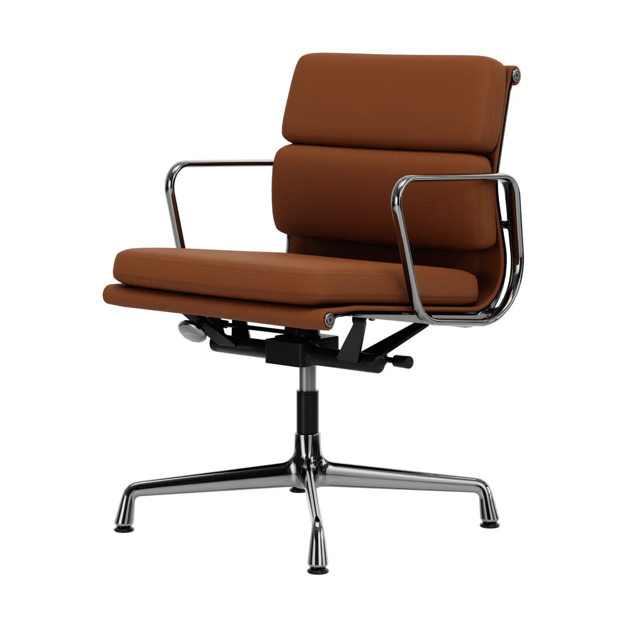 Vitra EA 231 Soft Pad Chair kontorsstol felt glides 97 cognac leather L50-polished