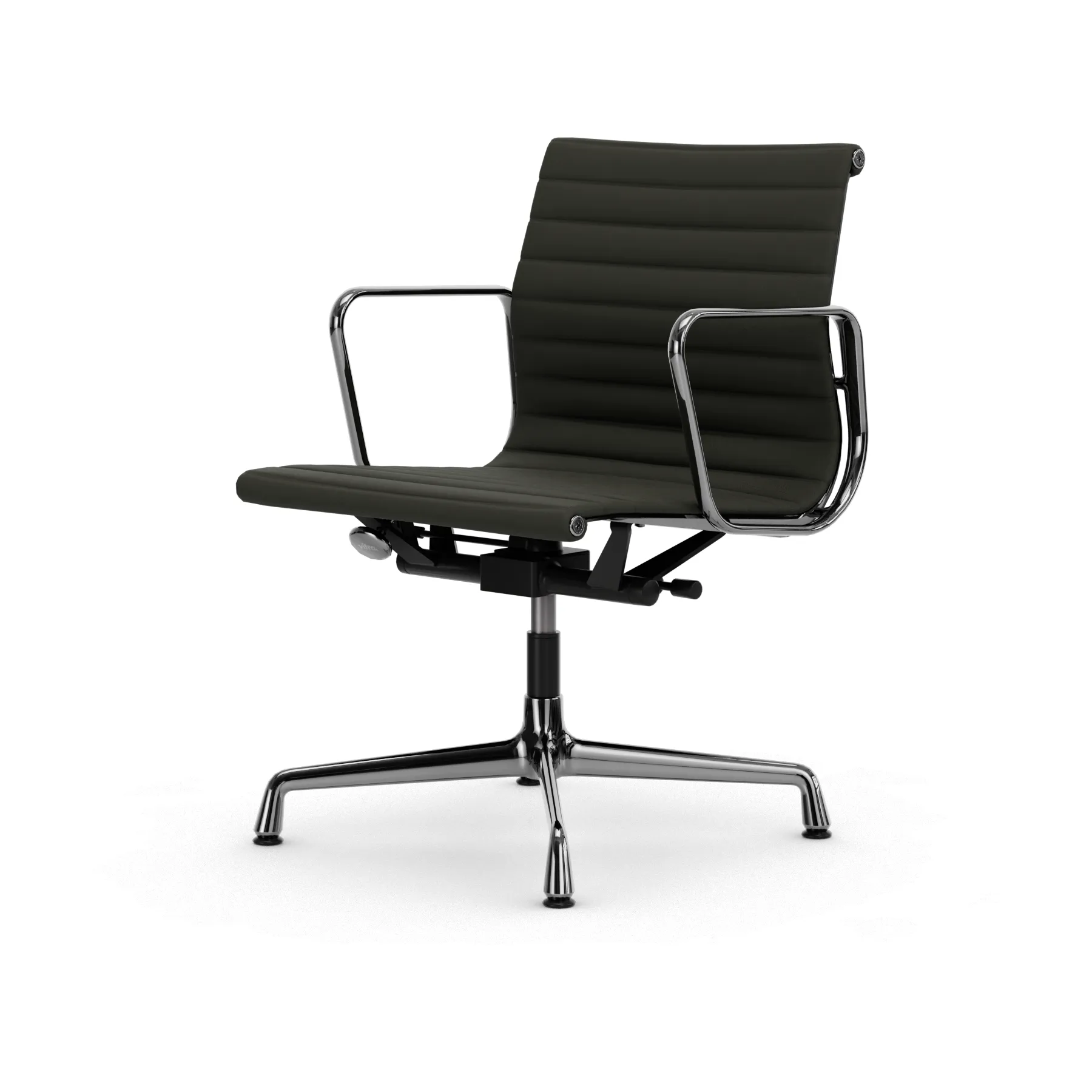 EA132 Aluminium Chair kontorsstol felt glides, 61 umbra grey leather L50-chrome Vitra