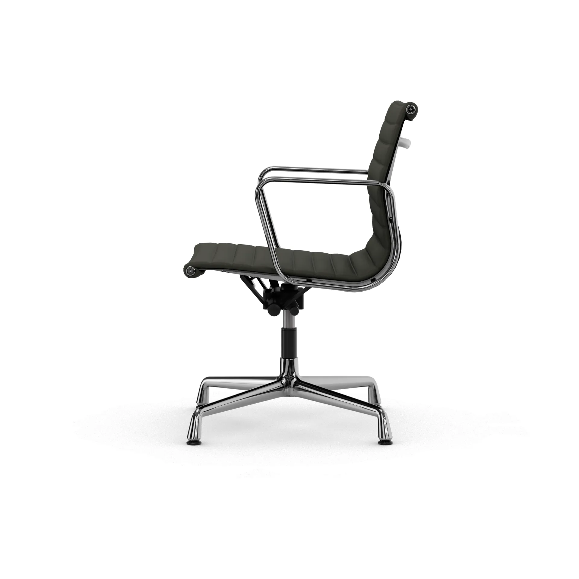 EA132 Aluminium Chair kontorsstol felt glides, 61 umbra grey leather L50-chrome Vitra