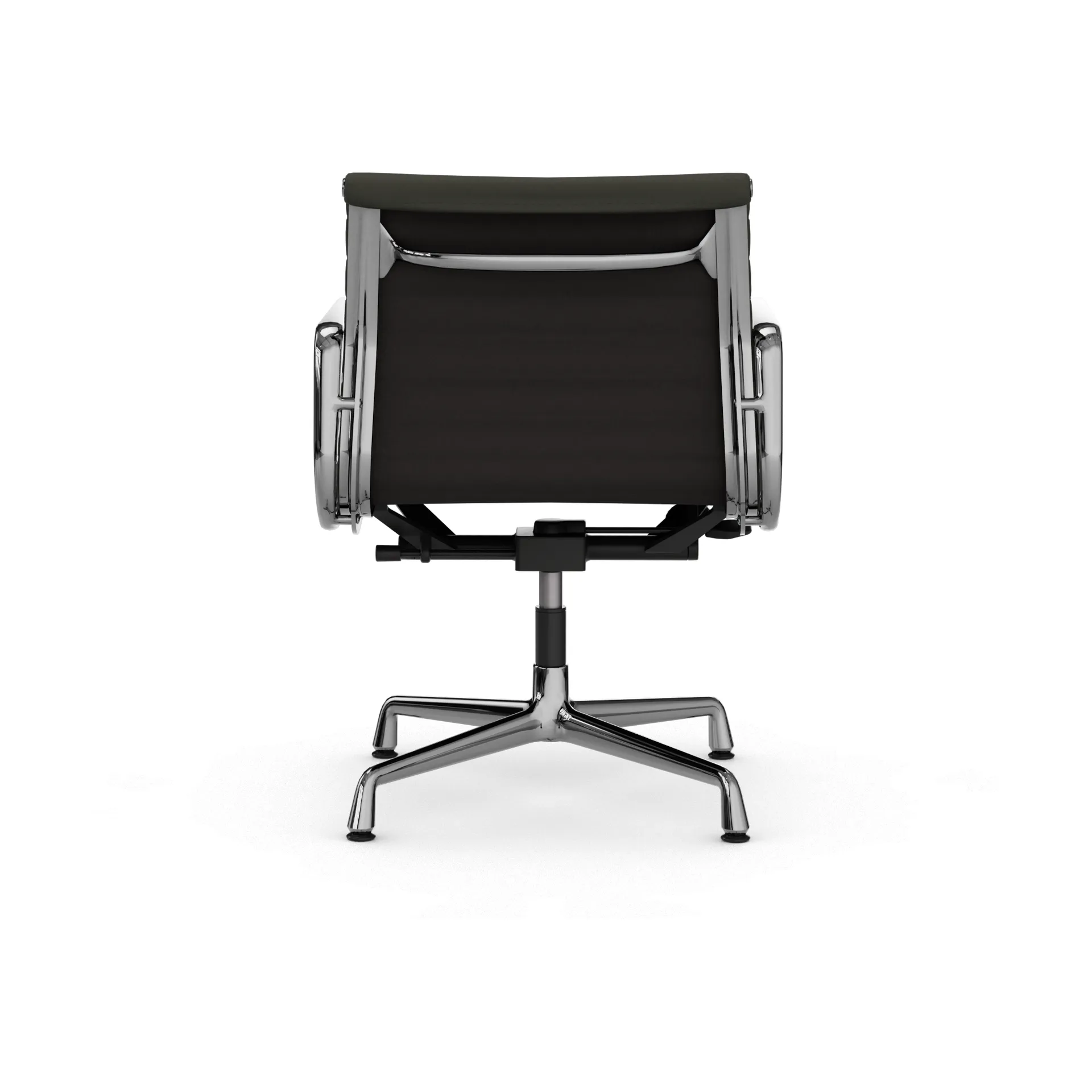 EA132 Aluminium Chair kontorsstol felt glides, 61 umbra grey leather L50-chrome Vitra