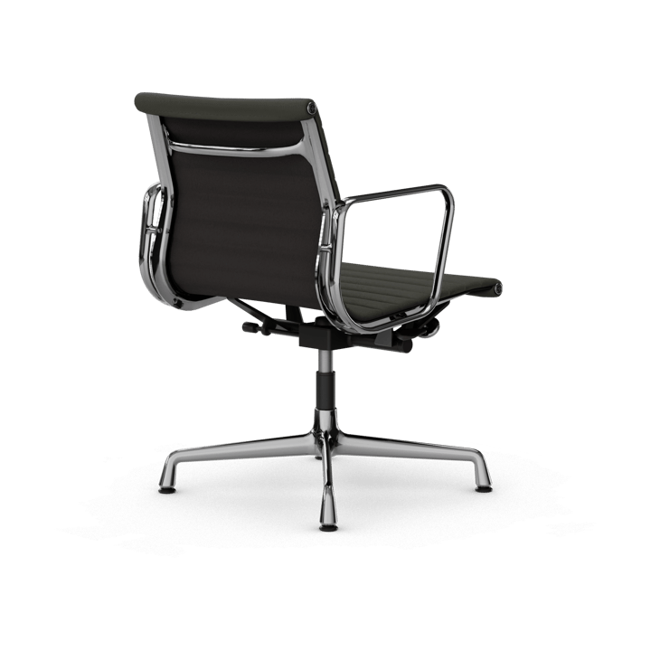 EA132 Aluminium Chair kontorsstol felt glides, 61 umbra grey leather L50-chrome Vitra