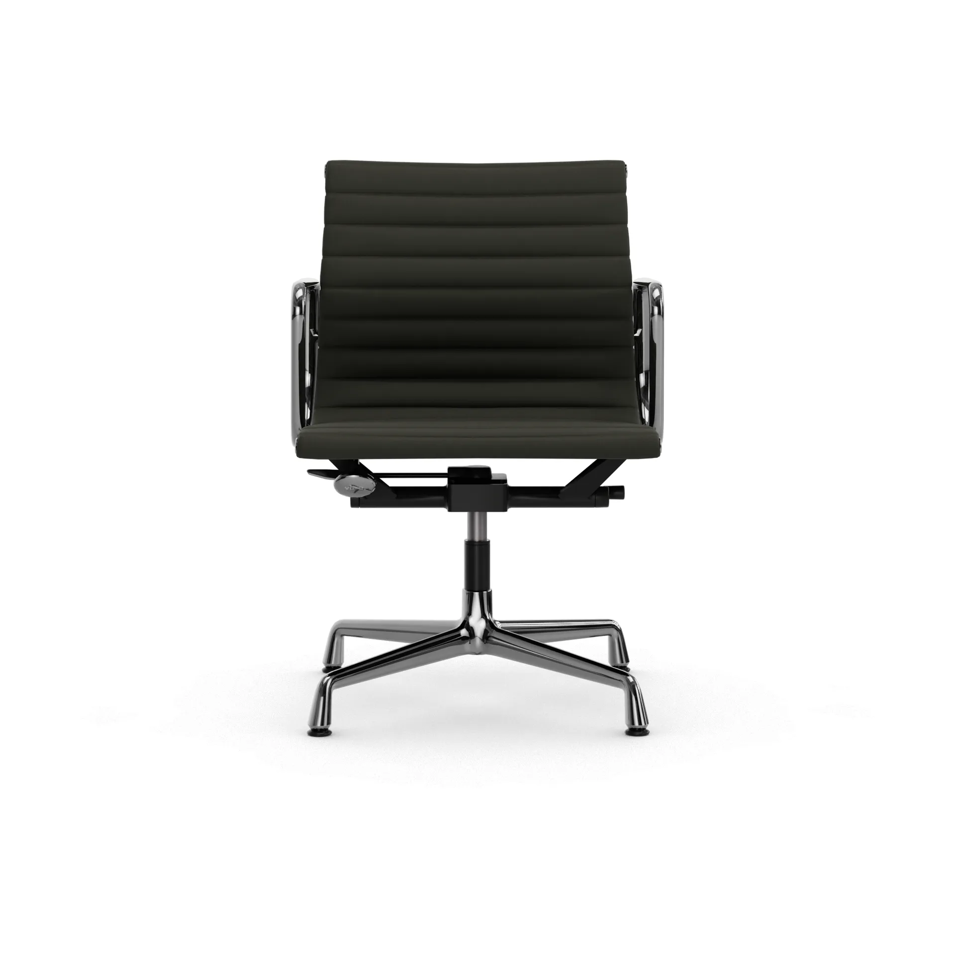 EA132 Aluminium Chair kontorsstol felt glides, 61 umbra grey leather L50-chrome Vitra