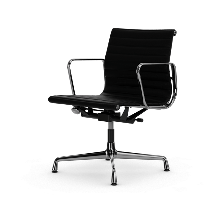 EA132 Aluminium Chair kontorsstol felt glides - 66 nero black leather-polished - Vitra