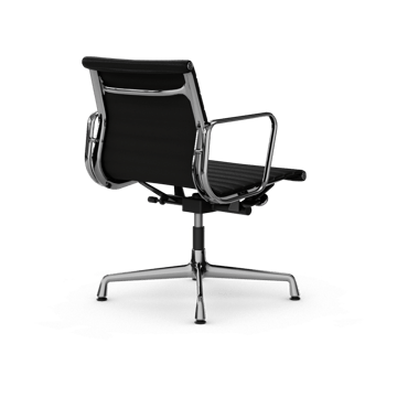 EA132 Aluminium Chair kontorsstol felt glides - 66 nero black leather-polished - Vitra