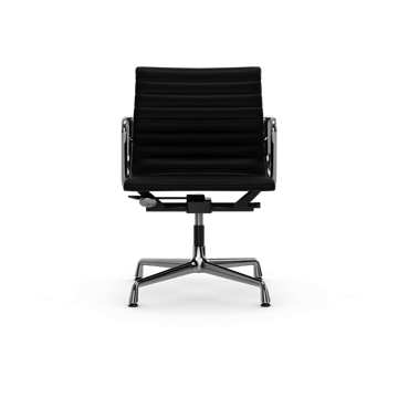 EA132 Aluminium Chair kontorsstol felt glides - 66 nero black leather-polished - Vitra
