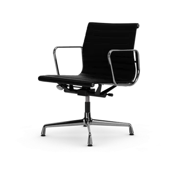 EA132 Aluminium Chair kontorsstol felt glides - 66 nero leather L20-chrome - Vitra