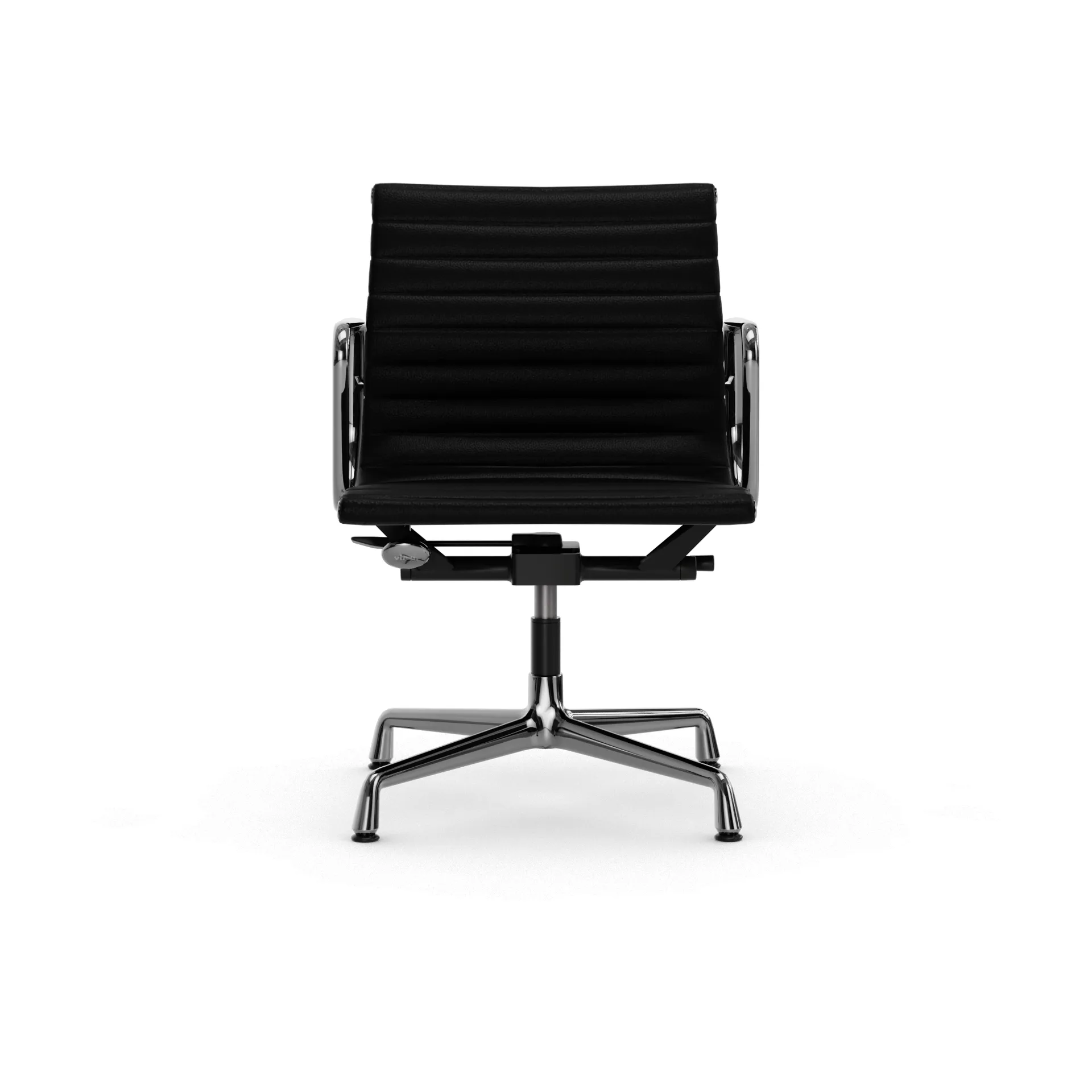 EA132 Aluminium Chair kontorsstol felt glides, 66 nero leather L20-chrome Vitra