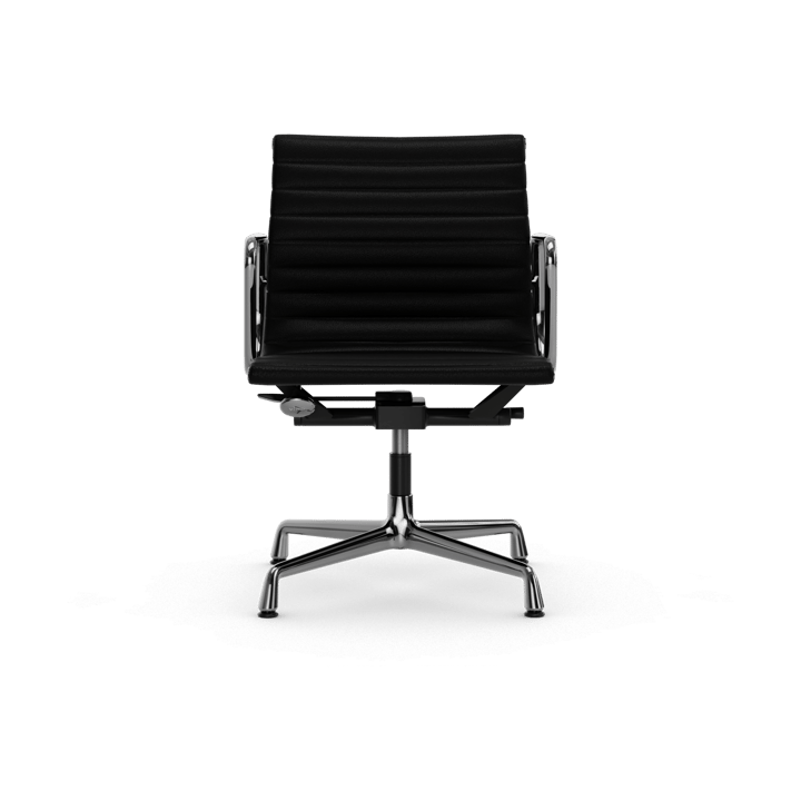 EA132 Aluminium Chair kontorsstol felt glides, 66 nero leather L20-chrome Vitra