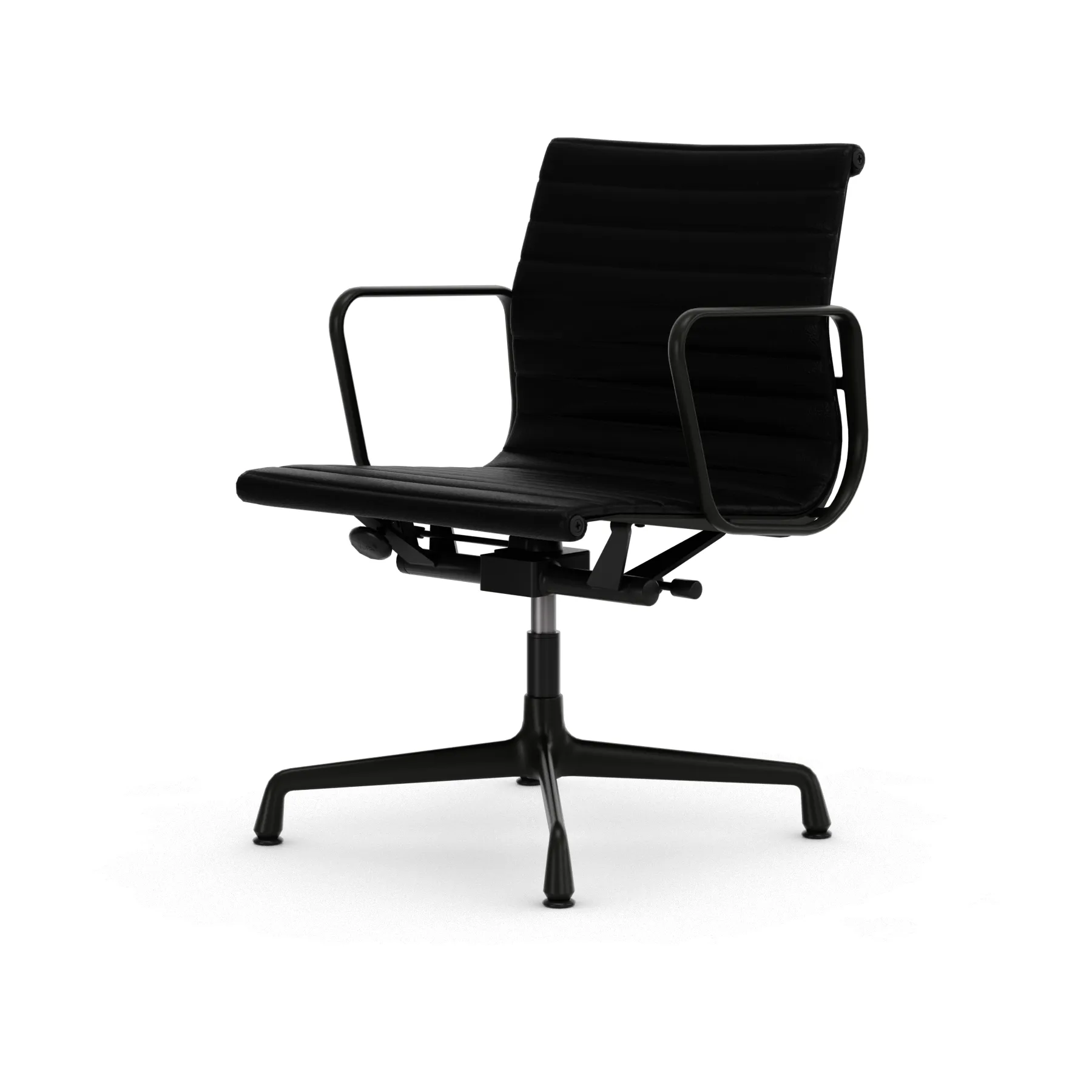 EA132 Aluminium Chair kontorsstol felt glides, 66 nero leather L20-deep black Vitra